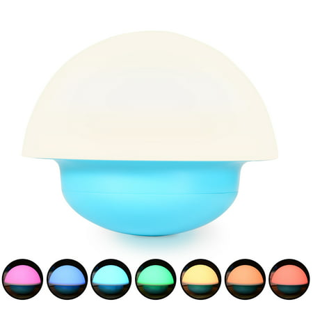 LED Baby Night Light Portable Silicone Cute Mushroom Nursery Night Lamp Romantic Dim Mood Lamp Tap Color Control BPA-Free Rechargeable Battery for up to 6-Hour