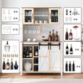 thumbnail image 3 of 70" Tall Coffee Bar Cabinet with Sliding Barn Door, Farmhouse Buffet Cabinet with Storage Shelves, Wine and Glasses Rack, for Kitchen, Dining Room, 3 of 6