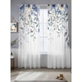 thumbnail image 2 of Blue Eucalyptus Sheer Curtains 96 Inch Length 2 Panels Set, Farmhouse Flowers Leaf White Watercolor Voile Window Treatment Semi Sheer Long Curtains Drapes for Bedroom/Living Room/Kitchen 52"x96"x2, 2 of 7