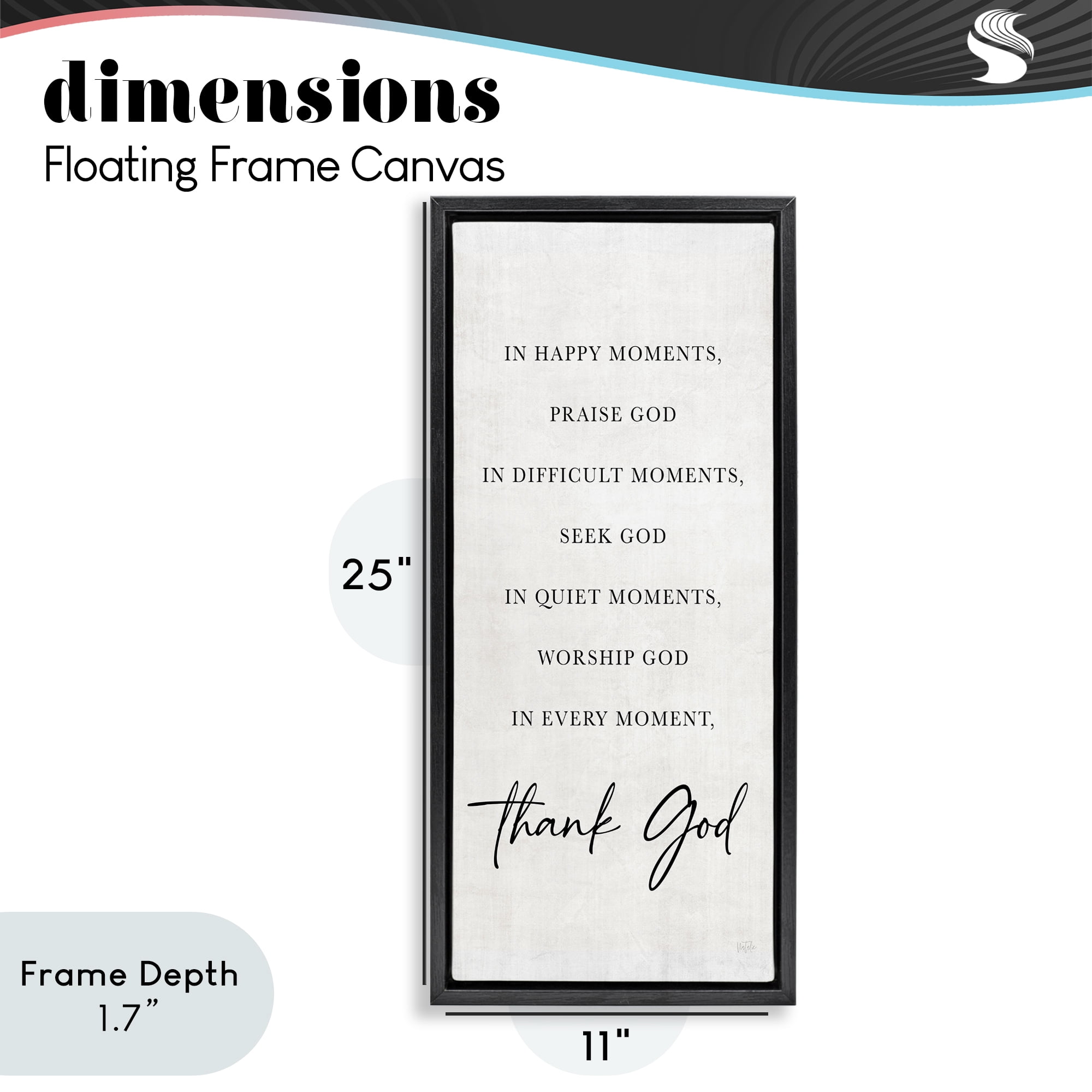 Stupell Industries Every Moment Thank God Black Framed Floater Canvas Wall Art, design by Natalie Carpentieri