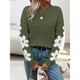 thumbnail image 4 of Suéteres de Cuello Redondo, Larga y Hombros Caídos con Estampado Floral para Mujer. Verde L, 4 of 9