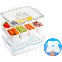 Portable Snackle Box Container with Resuable Ice Pack,Divided Serving Tray with Lid and Handle,8 Compartment Kids Lunch Box,Charcuterie Board Organizer for Travel Beach Road Trip Picnic