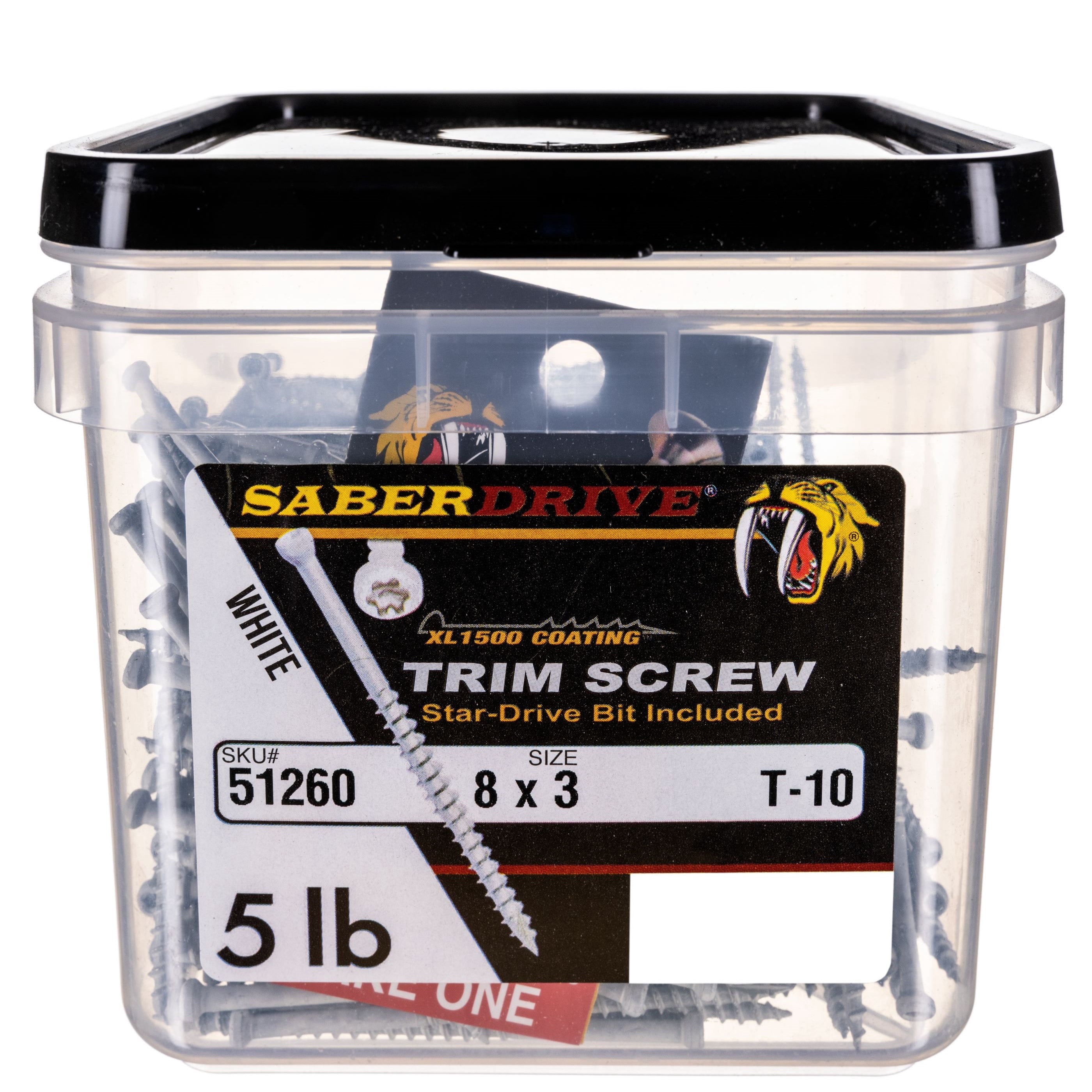 Monster Fastener Star Drive White Alloy Steel Trim Screws, 5 lb. Tub (581 Pcs.), 8 x 3"
