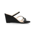 thumbnail image 3 of BLISSFUL STEP Strappy Open Toe Wedge Heels Slide Sandals for Women, 3 of 6