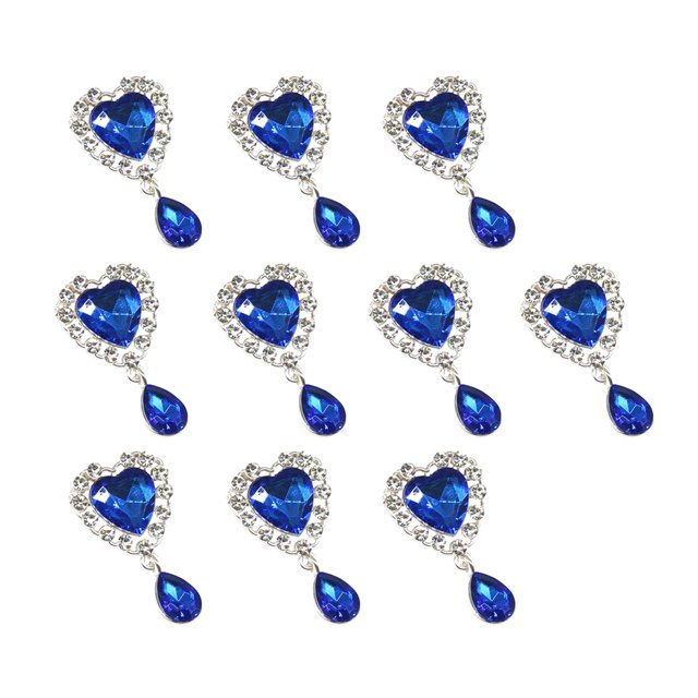 10x Botones de diamantes de imitación BLESIY Adornos de espalda plana para vestido de novia
