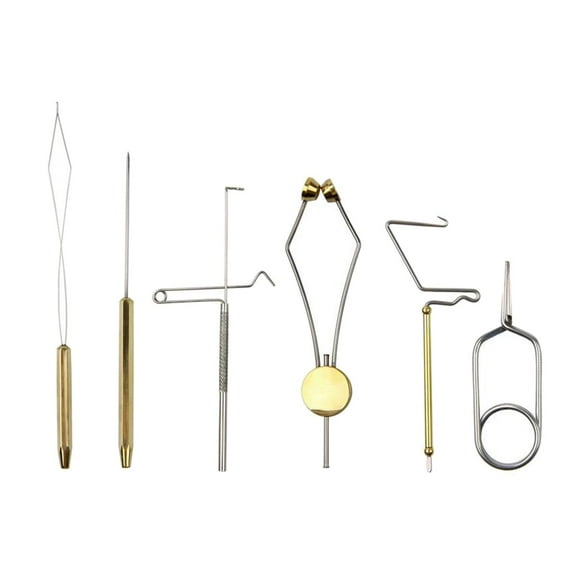 6pcs/set Fly Tying Tool Fishing Brass Bobbin Threader Bobbin Thread Holder Finisher Handle, High Performance