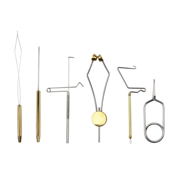 6 Unids / Set Kit de Herramientas para Atar Moscas Tornillo de Banco Enhebrador de Bobina de Latón Soporte de de Bobina