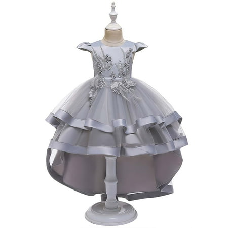 

Summer Savings Clearance 2023! loopsun Children Dress Girl No Sleeve Princess Dress Embroidery Flower Tail Dress Skirt Tutu Skirt Net Gauze Dress Canonicals Gray 11-12 Years