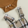 thumbnail image 6 of Baby Girl Christmas Clothes Plaid Outfits Rib Long Sleeve Rompers Overall Skirts Dress Headband 3Pcs Cute Clothes Set, 6 of 8