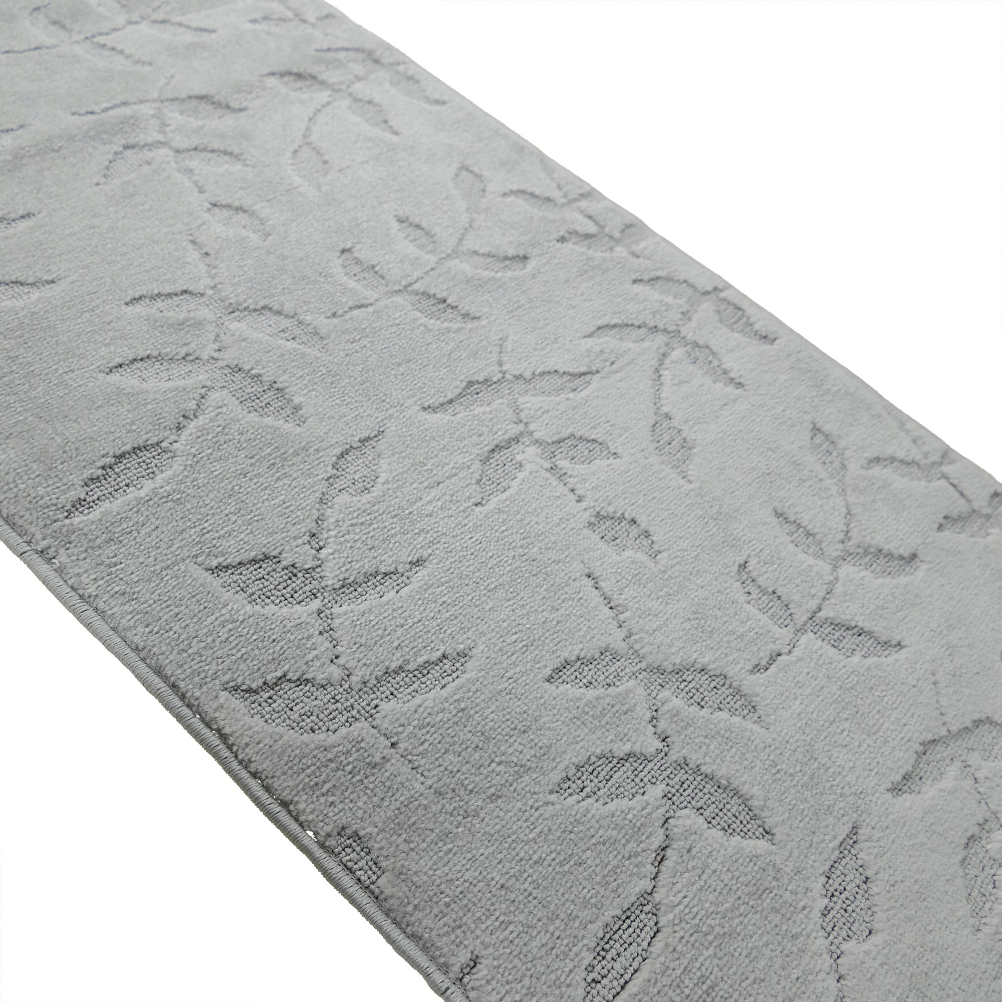 Custom Size Anti-Slip Washable Soft Pile Leaves Silver Carpet Runner Rugs ( 25' x 26")