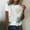 White, variant on Ikevan Women Casual Short Sleeve Printing Pleated Round-Neck Loose T-Shirt Blouse Tops