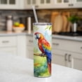 thumbnail image 6 of Macaw Parrot In Tree Bird Watercolor 20oz Insulated Water Bottle Skinny Tumbler Includes Straw, 6 of 7