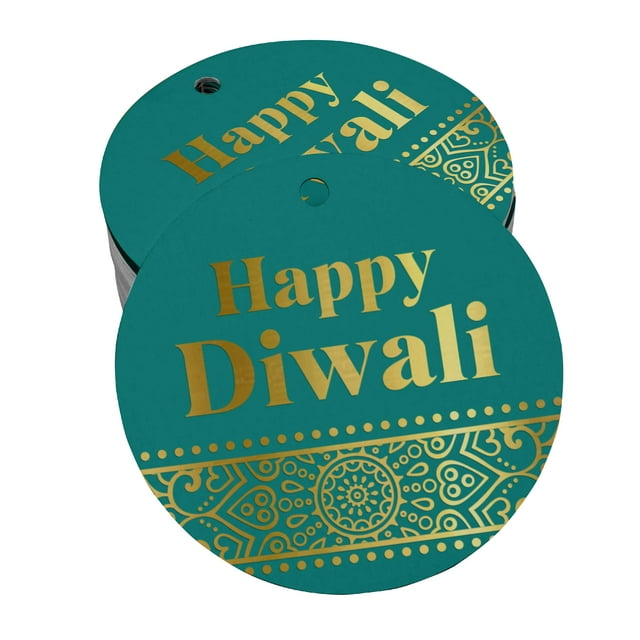 Inkdotpot Real Gold Foil Happy Diwali Tags Favor Hang Paper Tags 100 Pieces