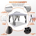 thumbnail image 4 of HOTEEL 12' x 12' Outdoor Pop-Up Gazebo Canopy with Mosquito Netting, 2-Tiered Vented Top, 3 Adjustable Heights for Backyard, Garden, Lawn, Light Grey, 4 of 12