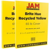 JAM Paper Solid Colors, 8 1/2 x 11, Yellow, 65lb, 2 packs of 50