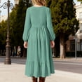thumbnail image 6 of Zylanna Girls Long-Sleeve Tiered Maxi Dress, Pockets Design Soft Solid Colors Spring Fall Girls' Casual Dresses Green Size 10, 6 of 6