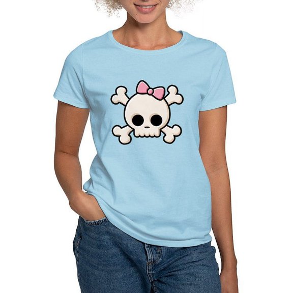 CafePress - Cute Skull Girl Women's Light T Shirt - Women's Classic T-Shirt