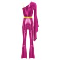 thumbnail image 4 of vastwit Womens 70s Disco Dance Leotard Flared Bell Bottoms Jumpsuit Funky Dancewear Hot Pink XXL, 4 of 6