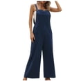 thumbnail image 1 of Pantalon à Jambe Grand pour Femmes Femmes Dames Mode Femmes Décontracté Uni Épaule Bouton Salopette Combinaisons Pantalon à Jambe Grand Poche Pantalon à Jambe Grand pour Femmes Combinaisons à Jambe Grand pour Femmes, 1 of 9