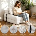 thumbnail image 4 of 3 in 1 Folding Sofa Bed, Convertible Corduroy Sleeper Chair Floor Couch, Lounger Bed filled with Shredded Foam for Living Room. Beige, 4 of 8