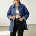 thumbnail image 3 of TGSLY Women's Button Down Trench Coat Casual Collared Long Sleeve Jacket with Plaid Lining Loose Solid Color Mid‑Length Outerwear with Pockets M, 3 of 8