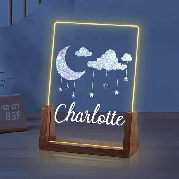 Luz de noche de luna personalizada para niñas, regalos de