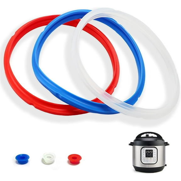 3 Pack Sealing Ring 3 Qt for Instant Pot Sealing Rings for MiNi 3 Qt Insta Pot, With 3 Float Valve Caps, Food-grade Silicone Instantpot 3Qt Sealing Ring, for Instant Pot 3 Qt, Red, Clear and Blue