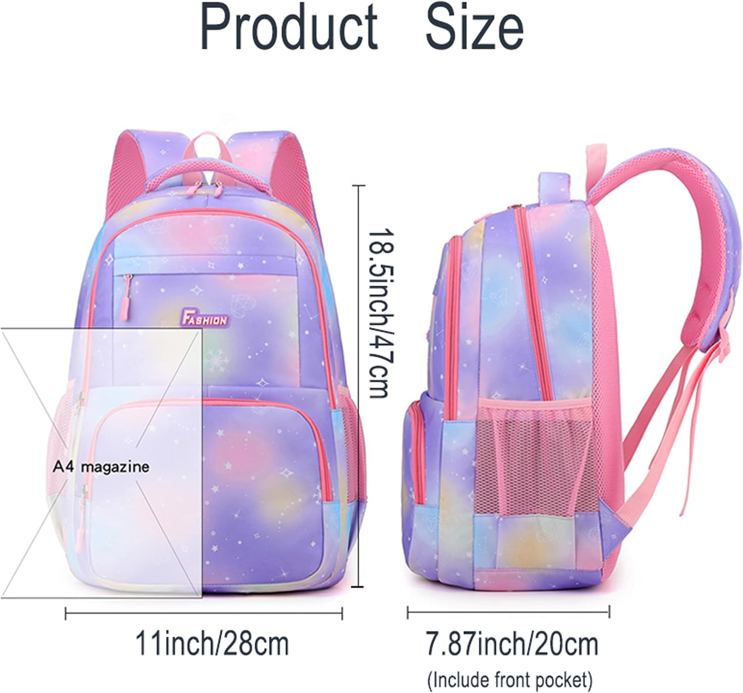 Mochilas escolares para niñas, bolsa de hombro para primaria y secundaria, para niños y adolescentes, rosa 4