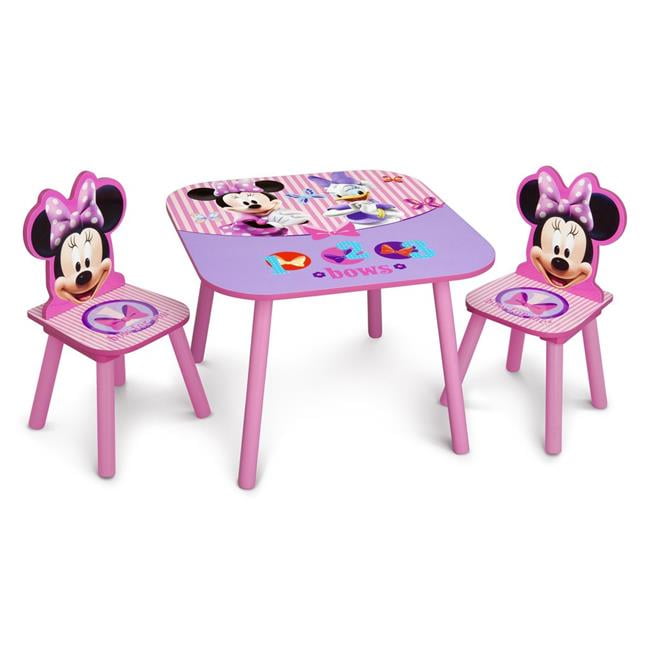Minnie Mouse Table And Chairs Set Wood Kids Furniture For Girls Bedroom Playroom 