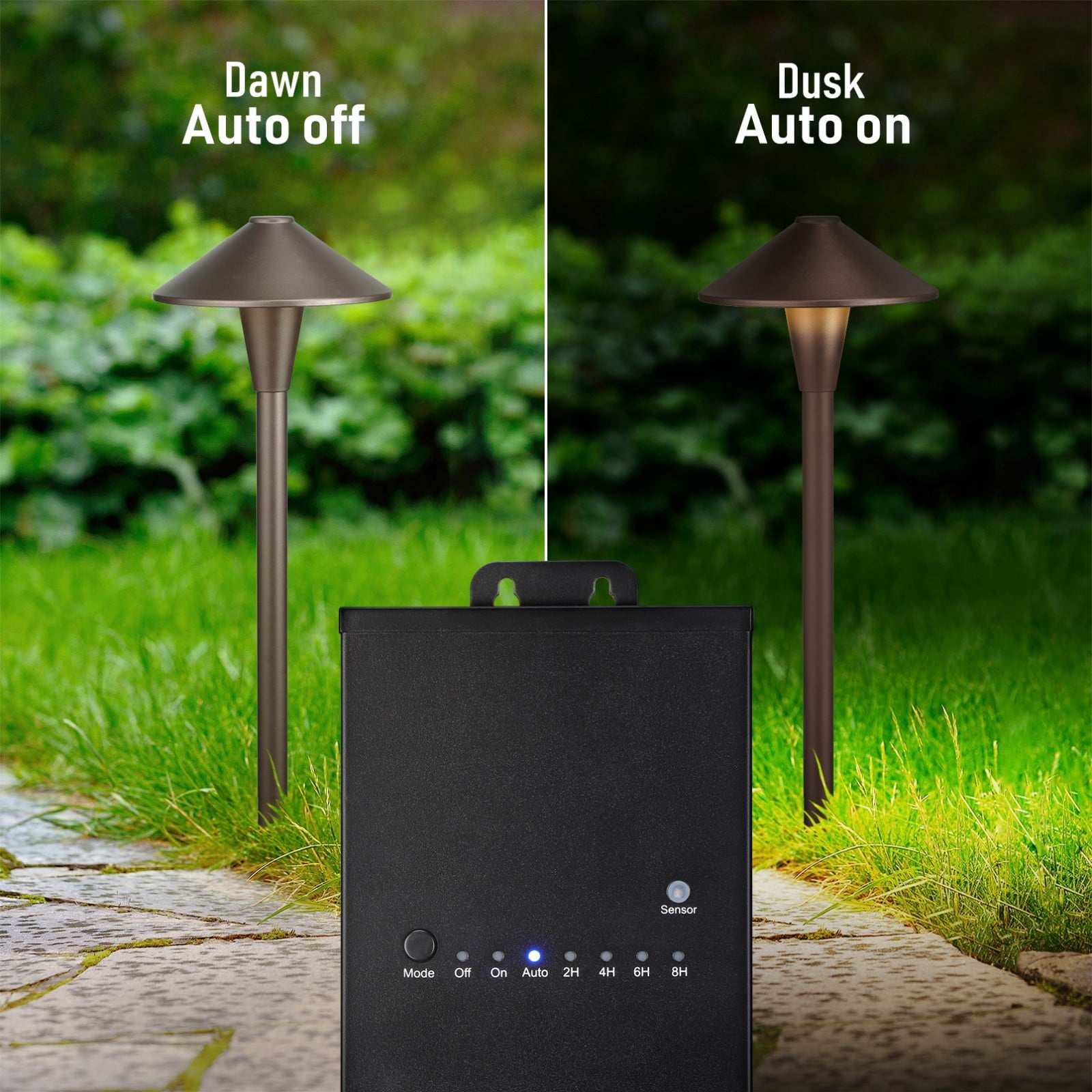 150W Outdoor Low Voltage Landscape Transformer, 120V AC to 12V AC Transformer with Countdown Timer and Photocell Light Sensor, ETL Listed, IP65 Waterproof, for Outdoor Spotlight Pathway Light