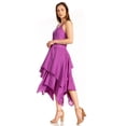 thumbnail image 4 of Sakkas Lady Mary Jacquard Corset Style Bodice Lightweight Handkerchief Hem Dress - Lavender - Plus Size, 4 of 5