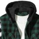thumbnail image 3 of Blusa de manga larga con capucha para hombre, estilo informal, a cuadros, con botones y capucha, de poliéster, 3 of 5