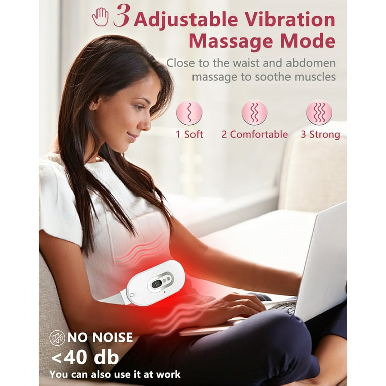 Period Heating Pad for Cramps-Portable Cordless Vibrating Menstrual Heating  Pads,Electric Small USB Heat Pad,Waist Belt Wearable Period Pain Simulator  for Cramp/ Back Pain relief,Gifts for Women Girl 
