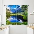 thumbnail image 1 of Landscape Curtains, Spring Nature Woodland Mountain Flower Green Tree Scenery Print Patterned Waterproof Fabric Grommet Window Drapes for Kitchen Bedroom Living Room 2 Panels W27.5 x L39, 1 of 5