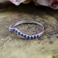 thumbnail image 3 of AFFY Round Cut Blue Sapphire Chevron Band Ring in 14k White Gold Over Sterling Silver (0.36 Cttw) Size Ring - 11.5, 3 of 5