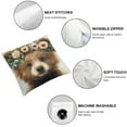 thumbnail image 4 of Autua Brown Bear Flower Crown Furry Pillowcase with Zipper Closure 12x12in, 4 of 5