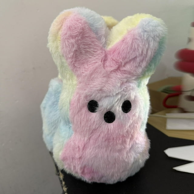 Easter Basket Plush Easter Bunny Bags Easter Basket Rabbit Buckets, 12 Inch Easter Basket Cute Tie-Dyed Plush Ornaments Holiday Decoration Bunny Easter Basket Stuffers (Light Pink)