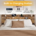 thumbnail image 4 of Queen Bed Frame, Queen Size Bed Frame with Storage Headboard, Farmhouse Platform Bed Frame with Charging Station and LED Lights, Sturdy Wooden Slats, No Mattress Required, No Noise，Brown, 4 of 8