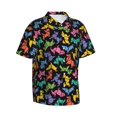 thumbnail image 2 of Balery Colorful Geometric Dog Print Men's Hawaiian Shirts Short Sleeve Beach Shirt Relaxed Fit Vacation Button Down Shirts-3X-Large, 2 of 9