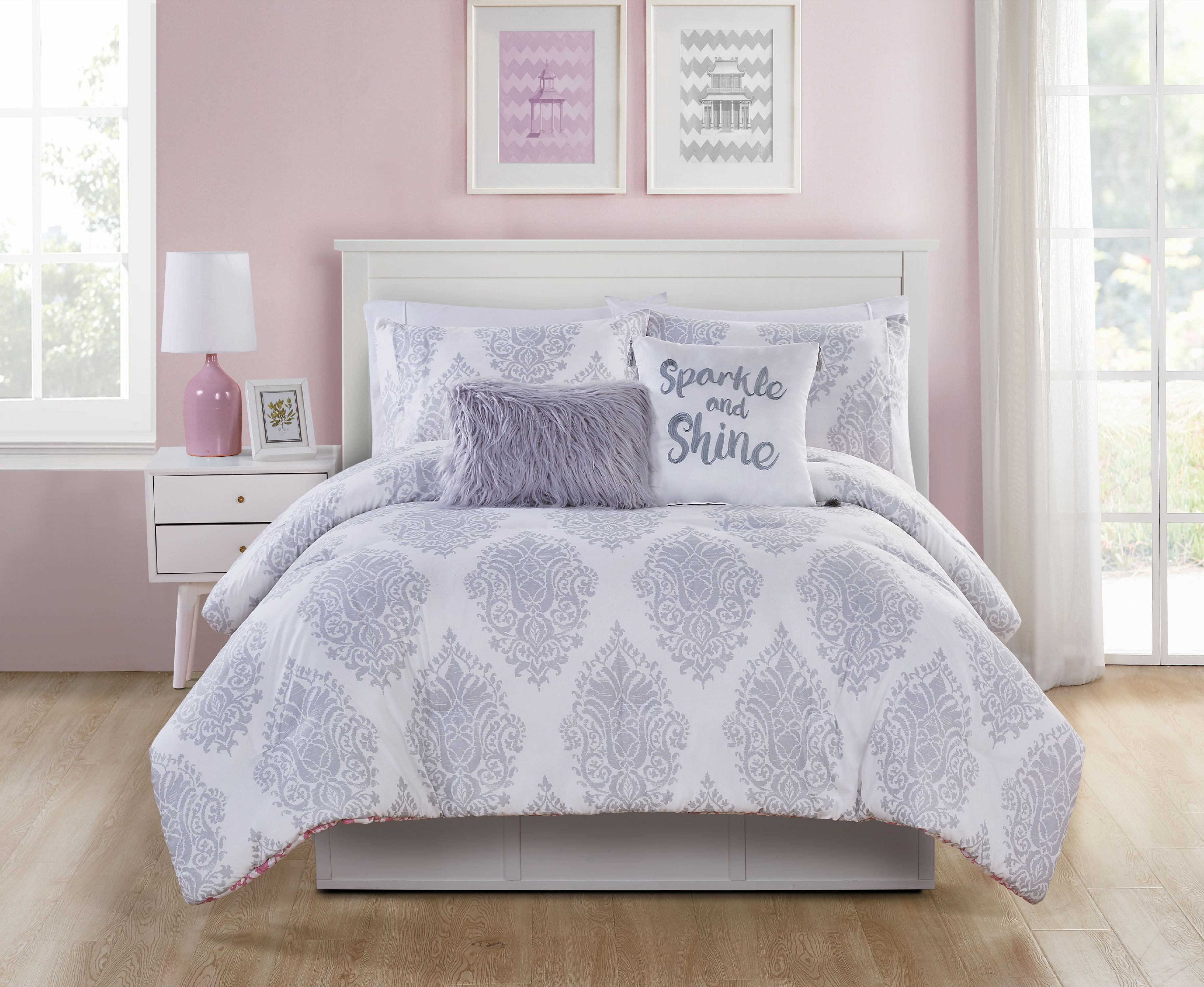 Vcny Home Love The Little Things Damask Bedding Comforter Set