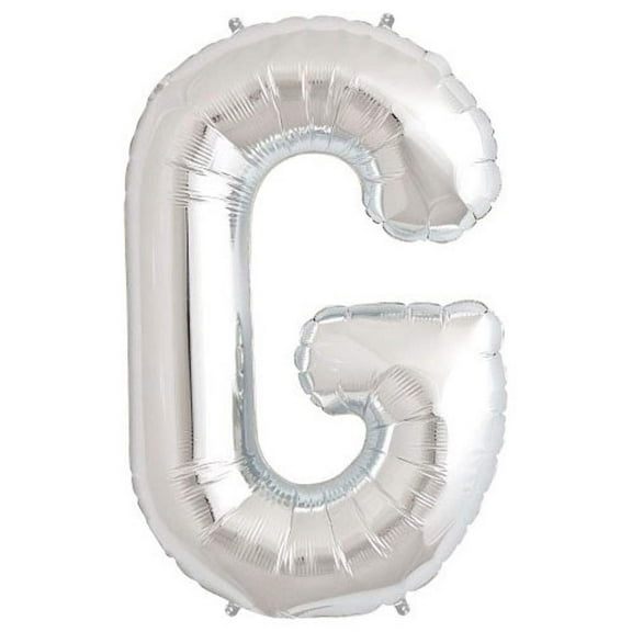 Northstar Alphabet Letter G Shape Solid Jumbo Helium 34" Foil Balloon, Silver
