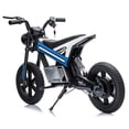 thumbnail image 4 of 24V Kids Electric Dirt Bike, 300W Motorcycle for Big Kids Ages 6-12, 13 MPH, 14" Inflatable Tires, Twist Grip Throttle, Rear Spring Suspension, Key Start, Bluetooth, Blue, 4 of 11