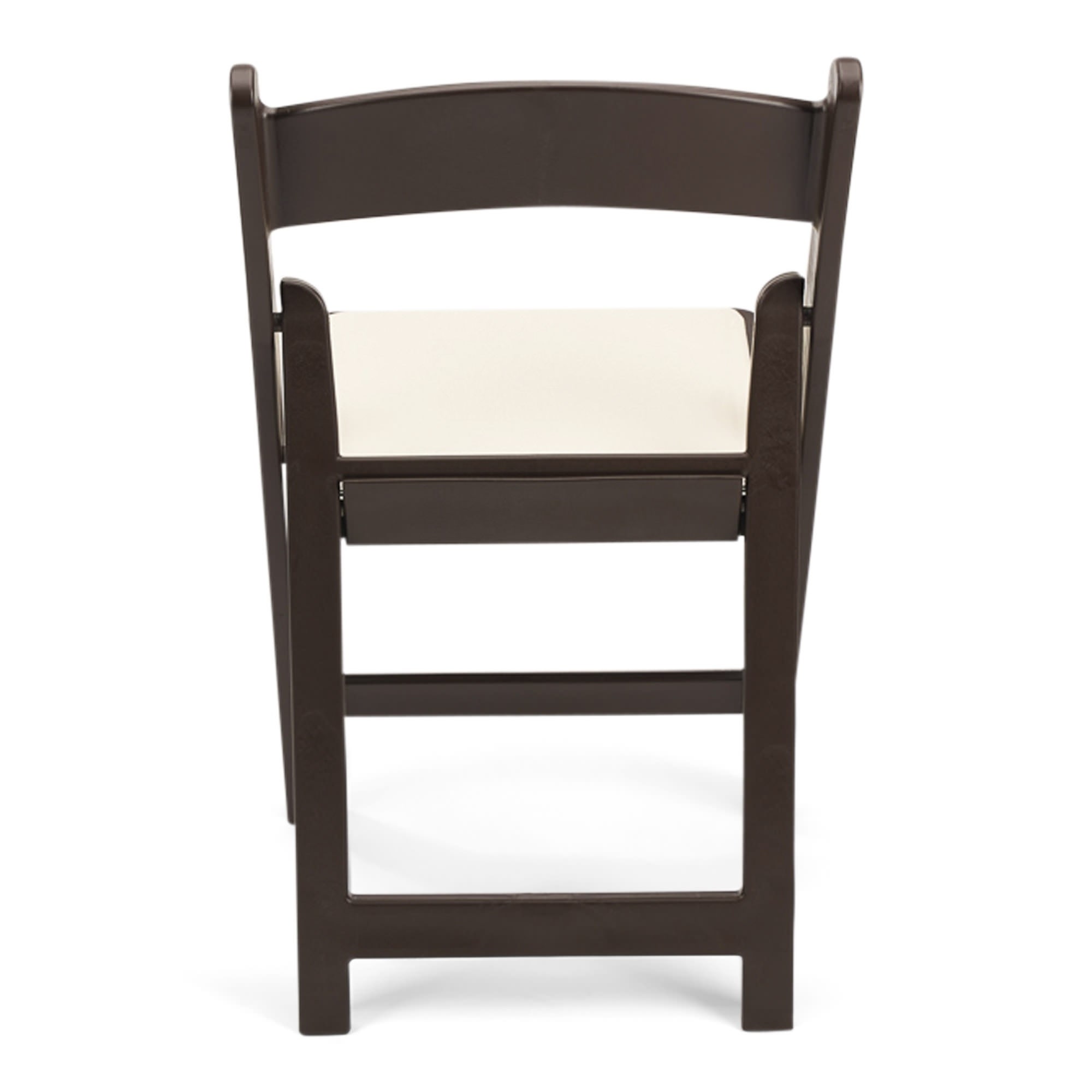 TitanPRO Dark Brown Resin Folding Chair with Ivory Pad - 4 Pack