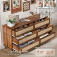 thumbnail image 4 of 6 Drawer Dresser Natural Rattan Dresser, Wood Chest of Drawers Wide Storage Cabinet for Bedroom, Living Room, Hallway, 4 of 7