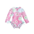 thumbnail image 2 of Zaldita Toddler Baby Girls One Piece Swimsuit Rash Guard Leotard Tops Floral Print Ruffled Swimwear Pink 6-12 Months, 2 of 6