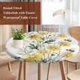 thumbnail image 5 of Round Table Cover 45-54 Inch Yellow Spring Floral Waterproof Reusable Table Cloth Round Fitted Vinyl Tablecloth with Elastic Edged for Parties Outdoors, Summer Daisy Botanical Flowers, 5 of 6