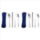 thumbnail image 1 of Juego de 8 Piezas de Vajilla Portátil de Acero Inoxidable, Cuchara, Tenedor, Cuchillo para Carne, Cubiertos de Viaje, Vajilla con Bolsa, Azul Oscuro, 1 of 5