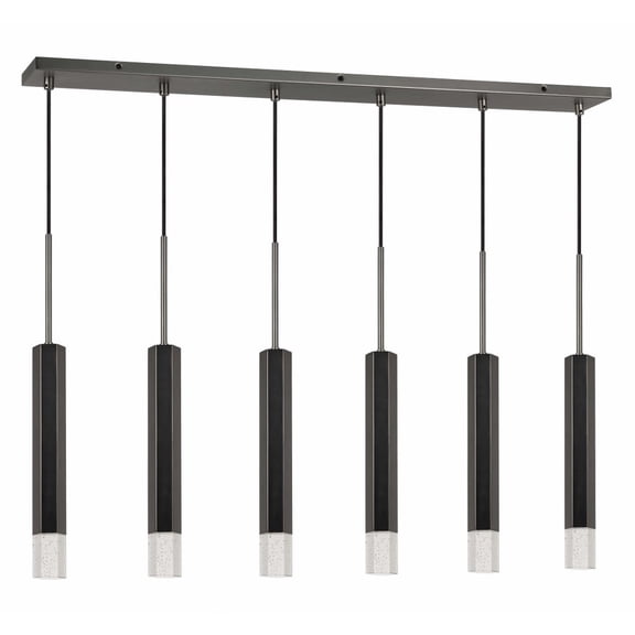 Cal Lighting 6-Light Aluminum Pendant with Glass Diffuser in Gunmetal Gray