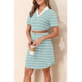 thumbnail image 4 of Women's Striped Polo Shirt Dress Casual V-Neck Short Sleeve Summer Tunic Mini Dresses, 4 of 7