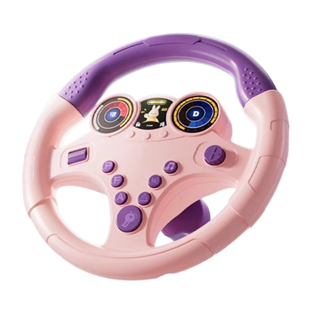 TISHITA Kids Educational Driving Simulator Portable Multipurpose for Imaginative Play with Vehicle Sound Effects Children Driving Toy Small Base Pink